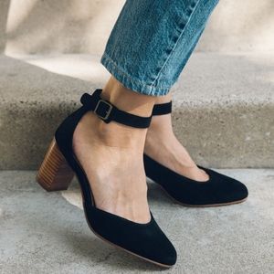 Soludos Gemma 3-inch Stacked Heel in Black Suede - Women's Size 8